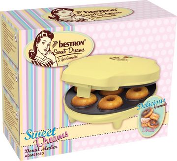 bestron Donut-Maker ADM218SD Sweet Dreams, 700 W, im Retro Design, Antihaftbeschichtung, Gelb