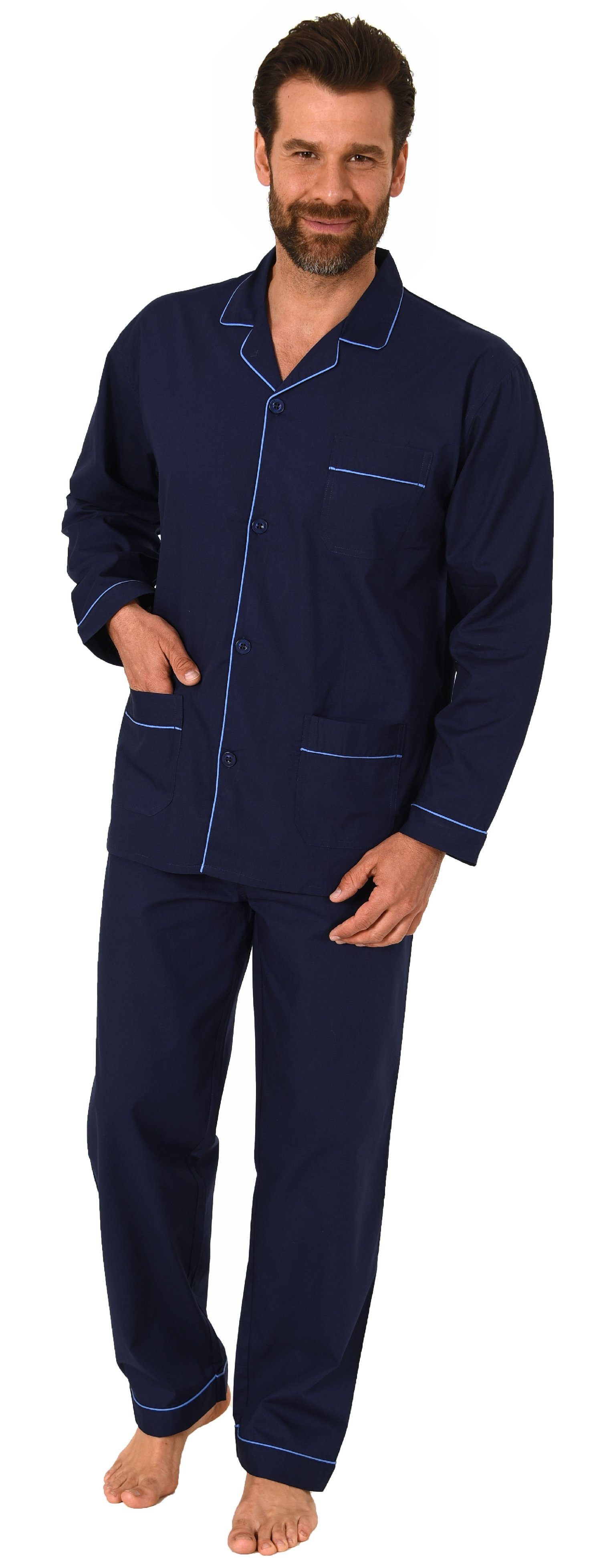 Normann Pyjama Klassischer Herren Pyjama gewebt günstig online kaufen
