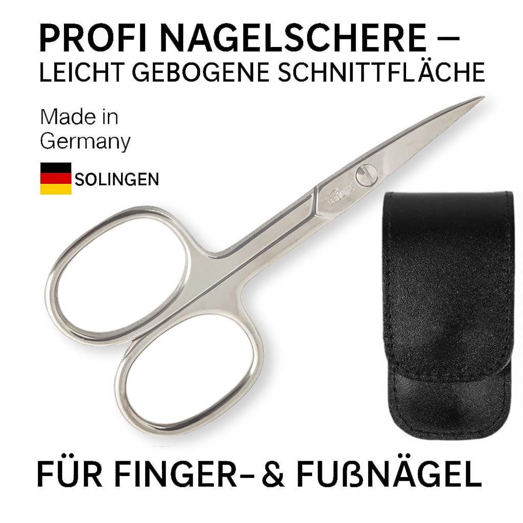 EloModa Nagelschere Solingen Nagelschere gehärteter Stahl Extra scharf mit gebogener Schne, (1-tlg), gebogener Schnittfläche