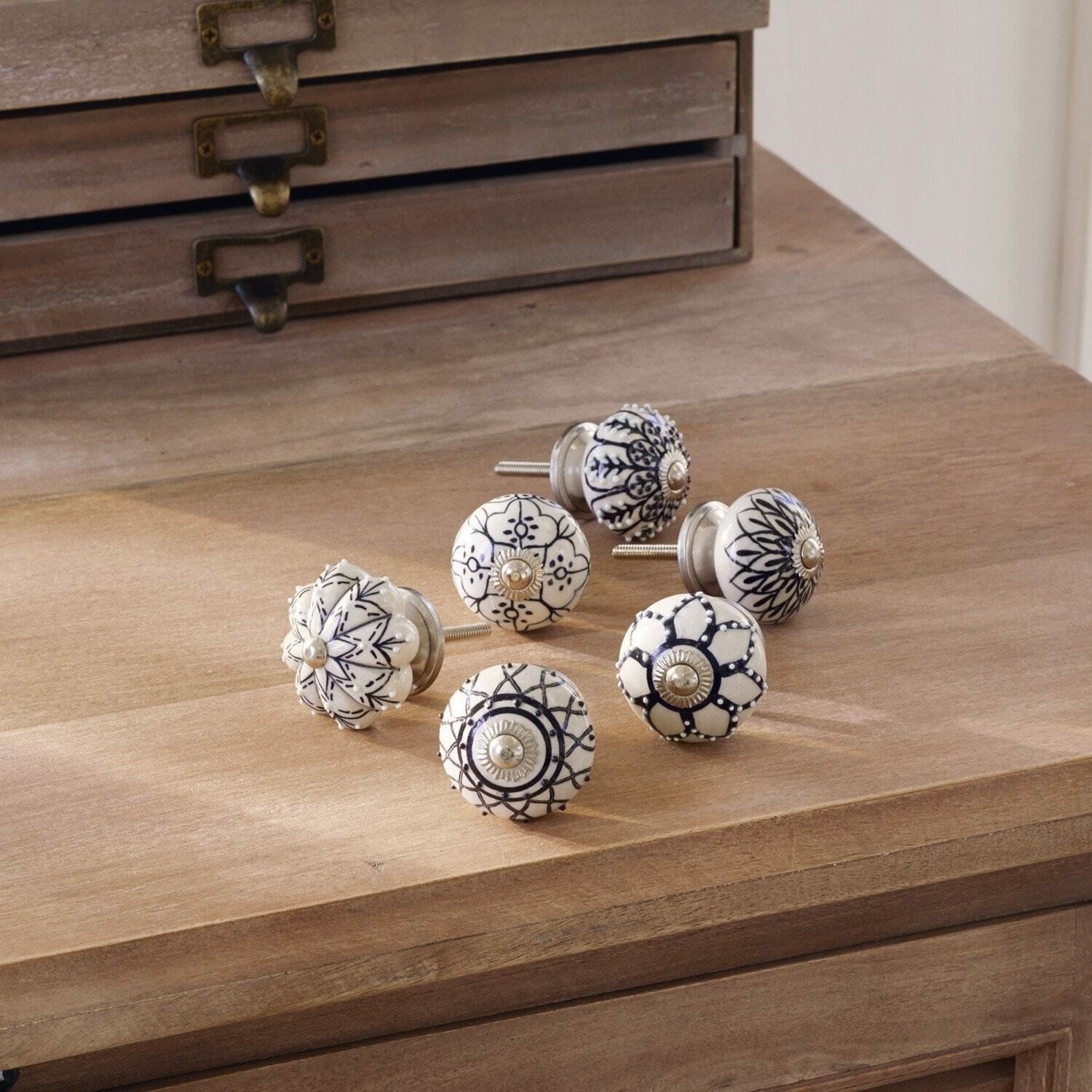 Mirabeau Kommode Kommodengriffe 6er Set Giéville weiß/schwarz