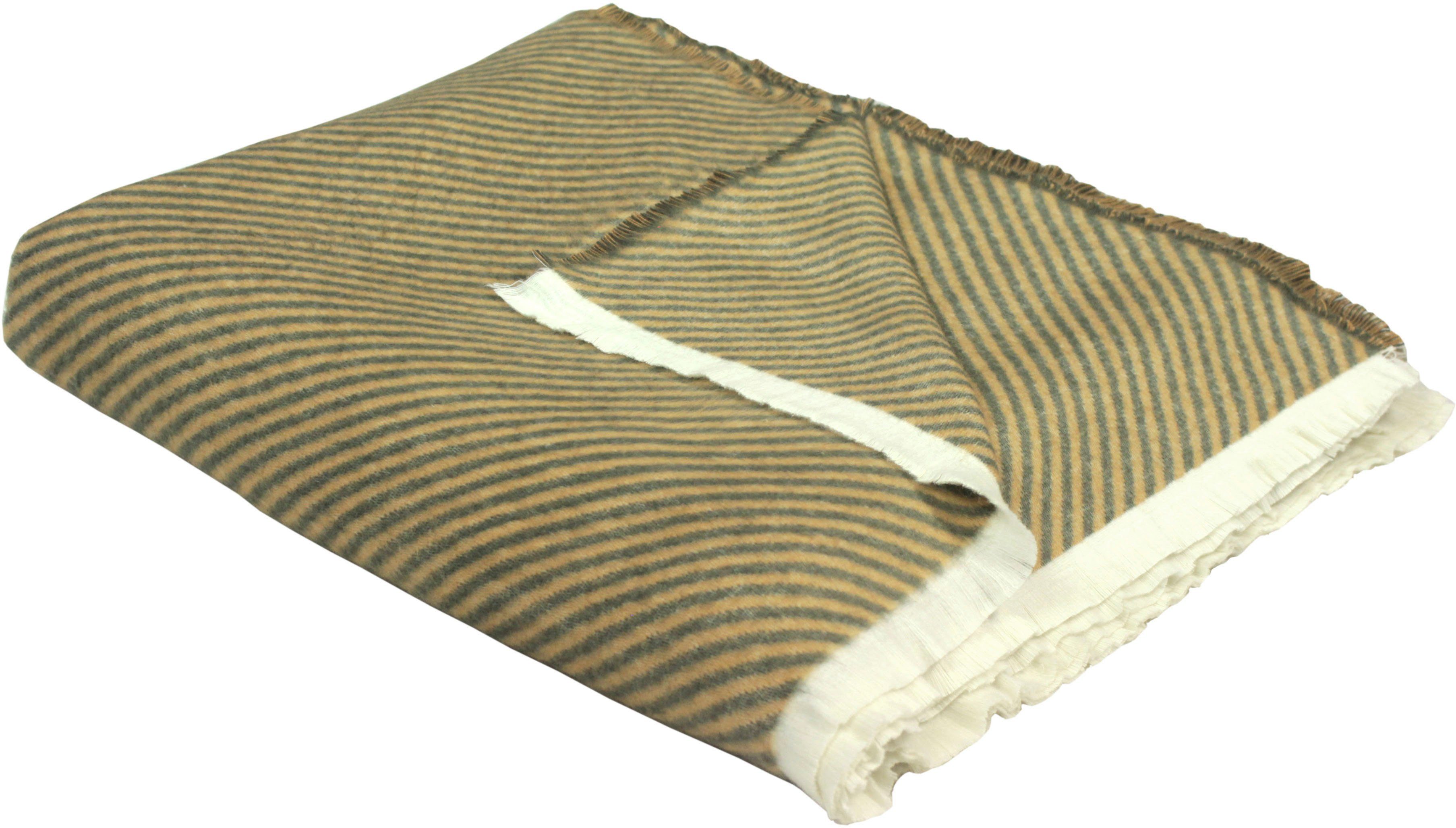 nachhaltig braun Kuscheldecke GOTS Stripes, Bio-Baumwolle, aus Wohndecke Adam, zertifiziert -