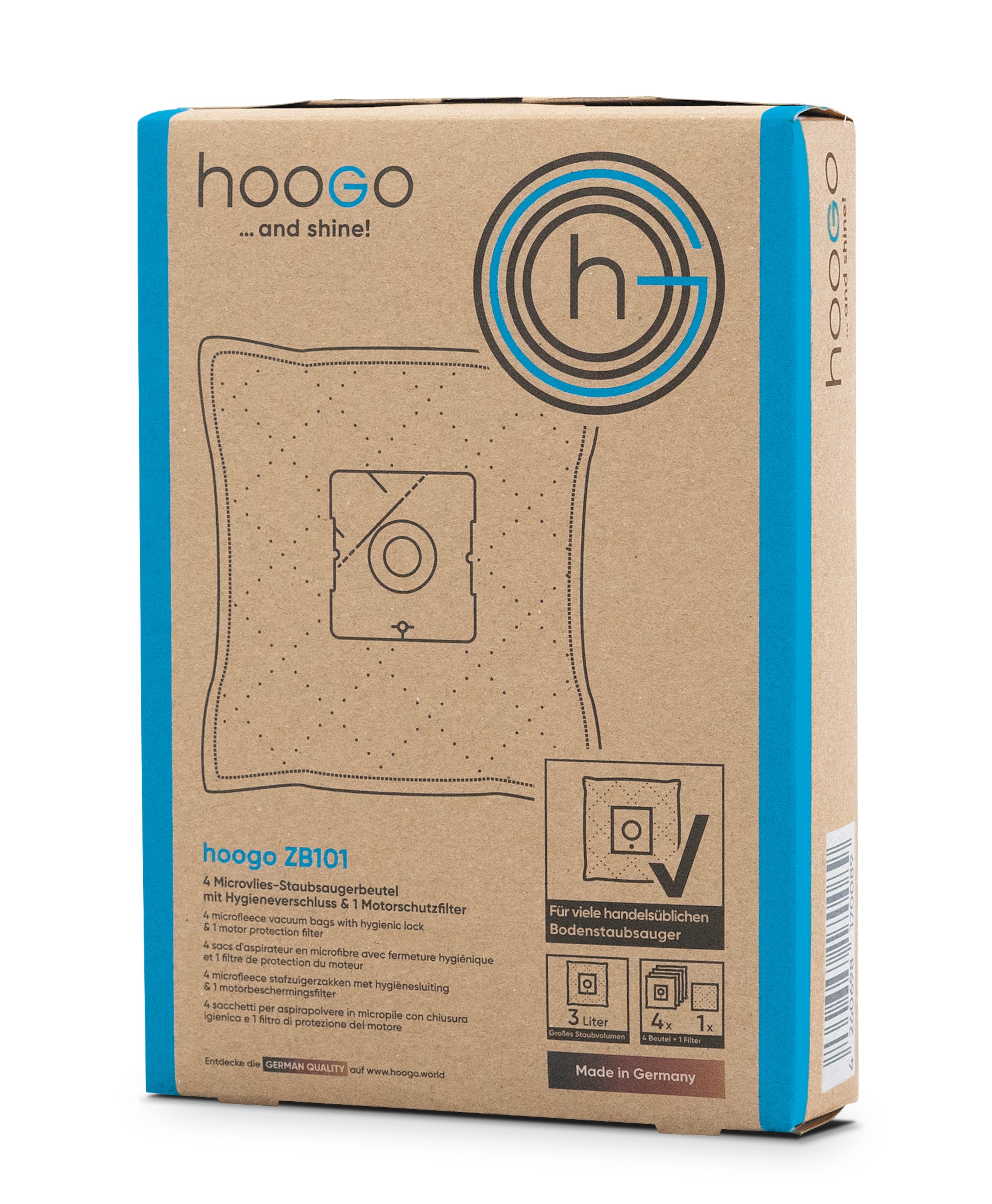 hoogo Staubsaugerbeutel hoogo B3+ Bodenstaubsauger Staubbeutel-Set, passend für viele handelstypische Staubsauger, kompatibel mit​ Swirl Y101​, Staubbeutel-Set, auch für B3+ und B3+ flipflop