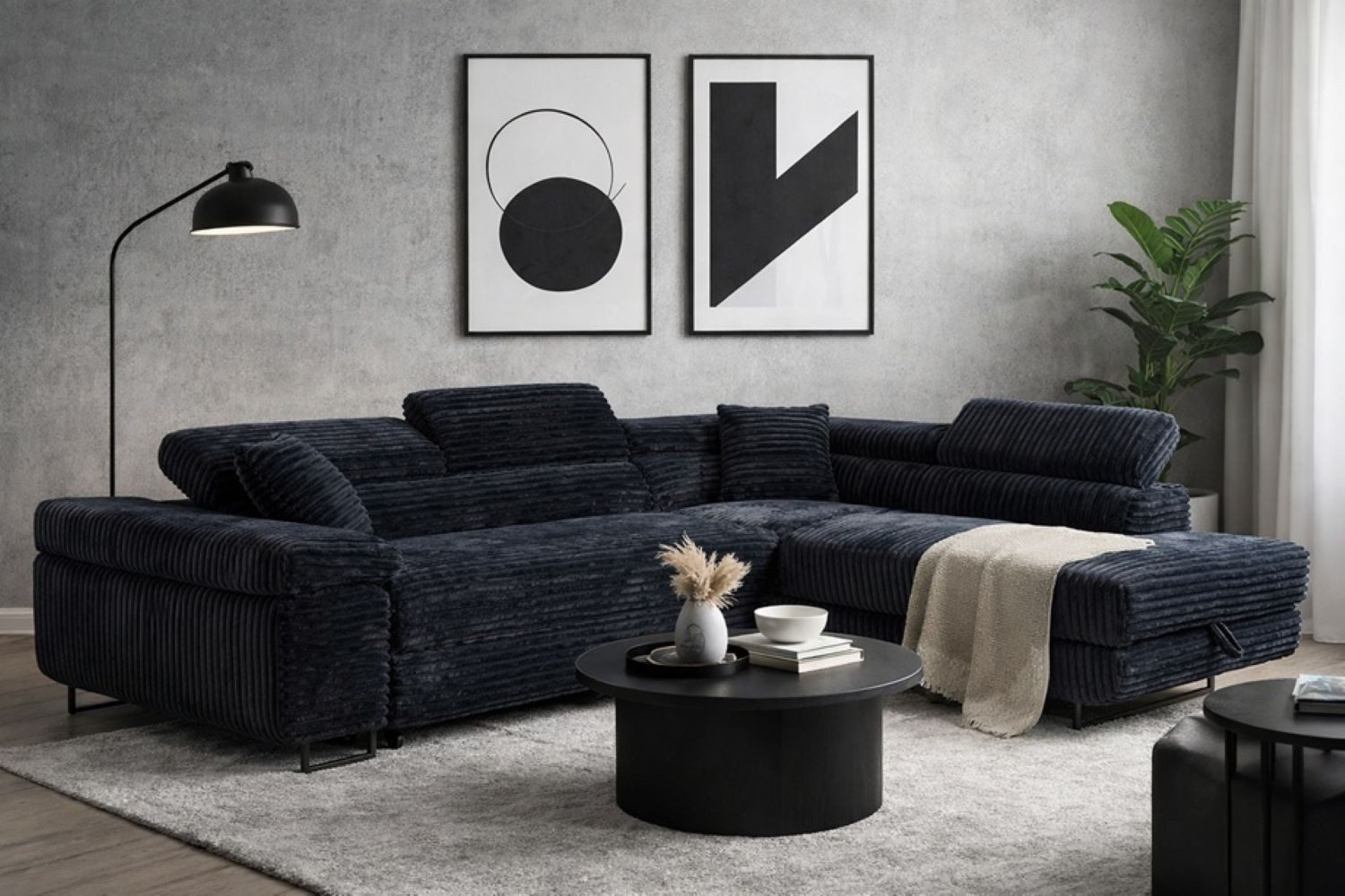 Labett Ecksofa mit Schlaffunktion & Bettkasten Links/Rechts Sofa L-Form GUSTAVO, Kopfstützen
