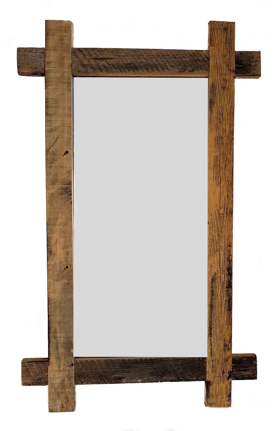 Spetebo Wandspiegel Holz Wand Spiegel eckig - 90 cm - rustikal, aus altem H günstig online kaufen