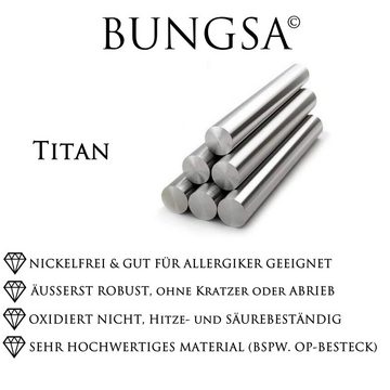 BUNGSA Fingerring Titan-Ring schwarz mit zwei silbernen Streifen Unisex (Ring, 1-tlg), Damen Herren