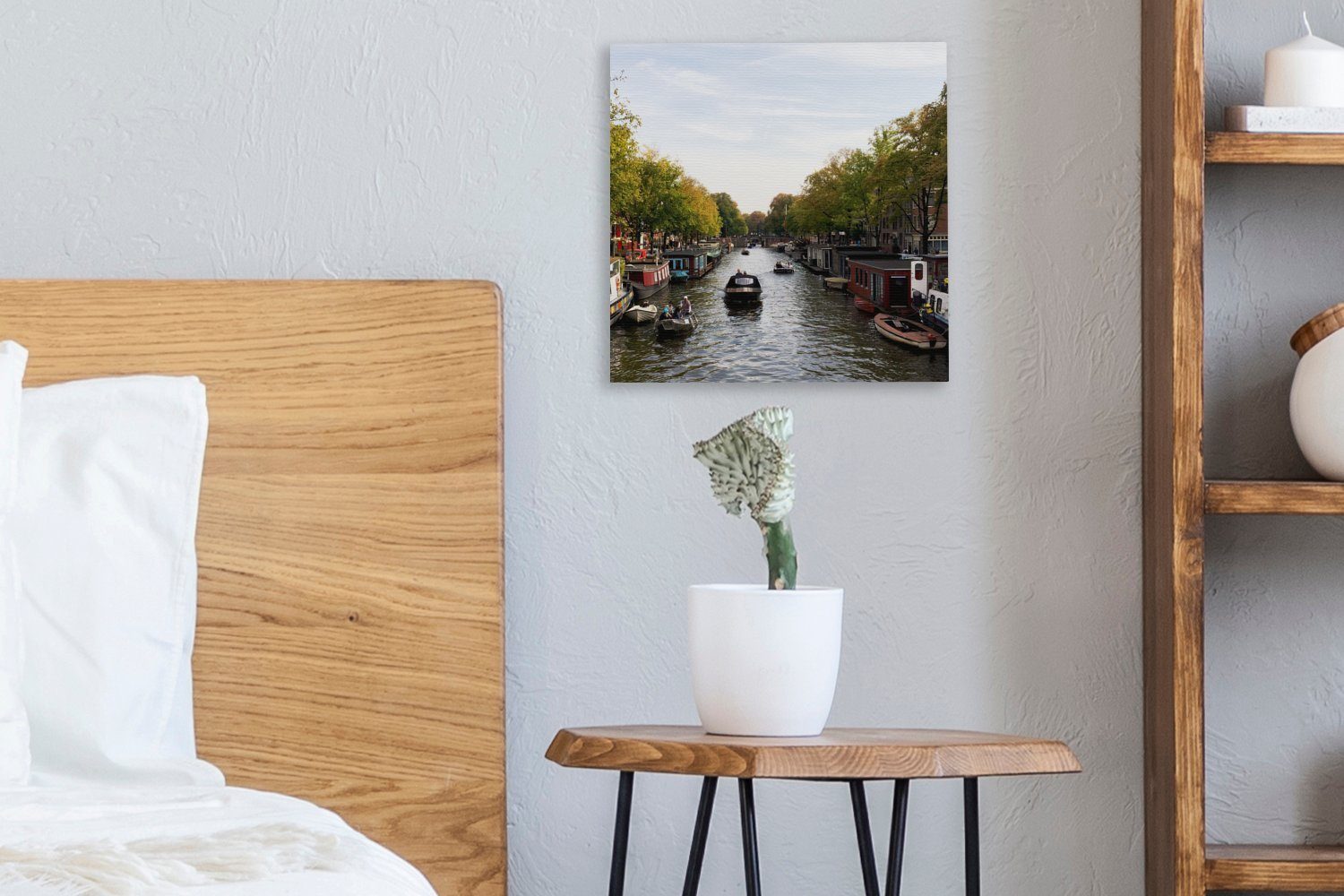 Leinwandbild auf für St), Leinwand Amsterdam mit Seiten, Schlafzimmer (1 beiden in Bilder Hausbooten OneMillionCanvasses® Die Brouwersgracht Wohnzimmer