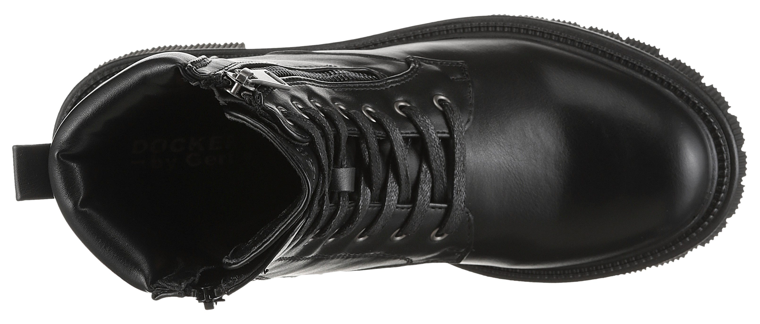 Dockers by Gerli Schnürstiefelette Biker Boots mit Reißverschluss