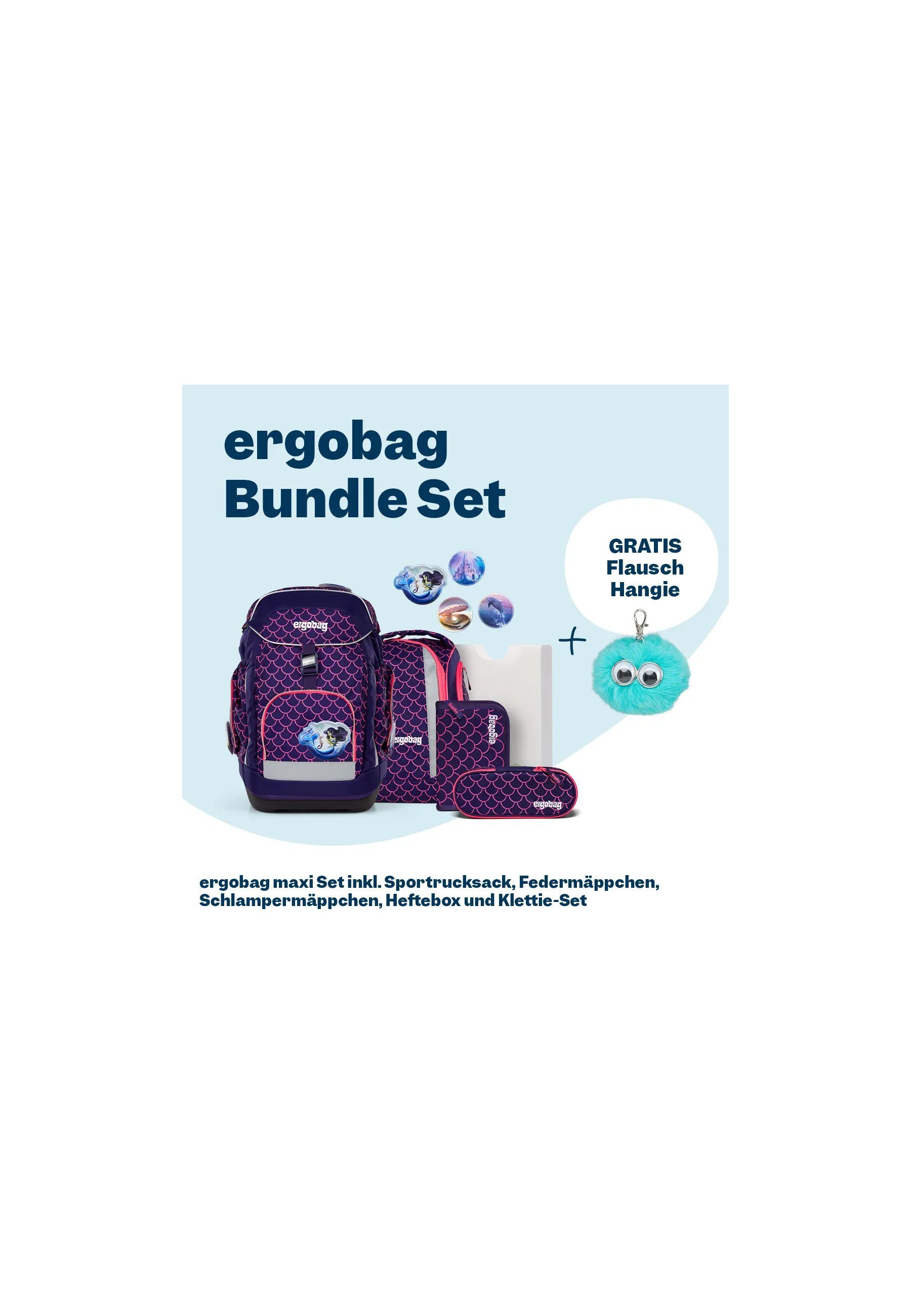 ergobag Schulranzen maxi Set Bundle (6-tlg., 7-teiliges Set), größenverstellbares Rückensystem