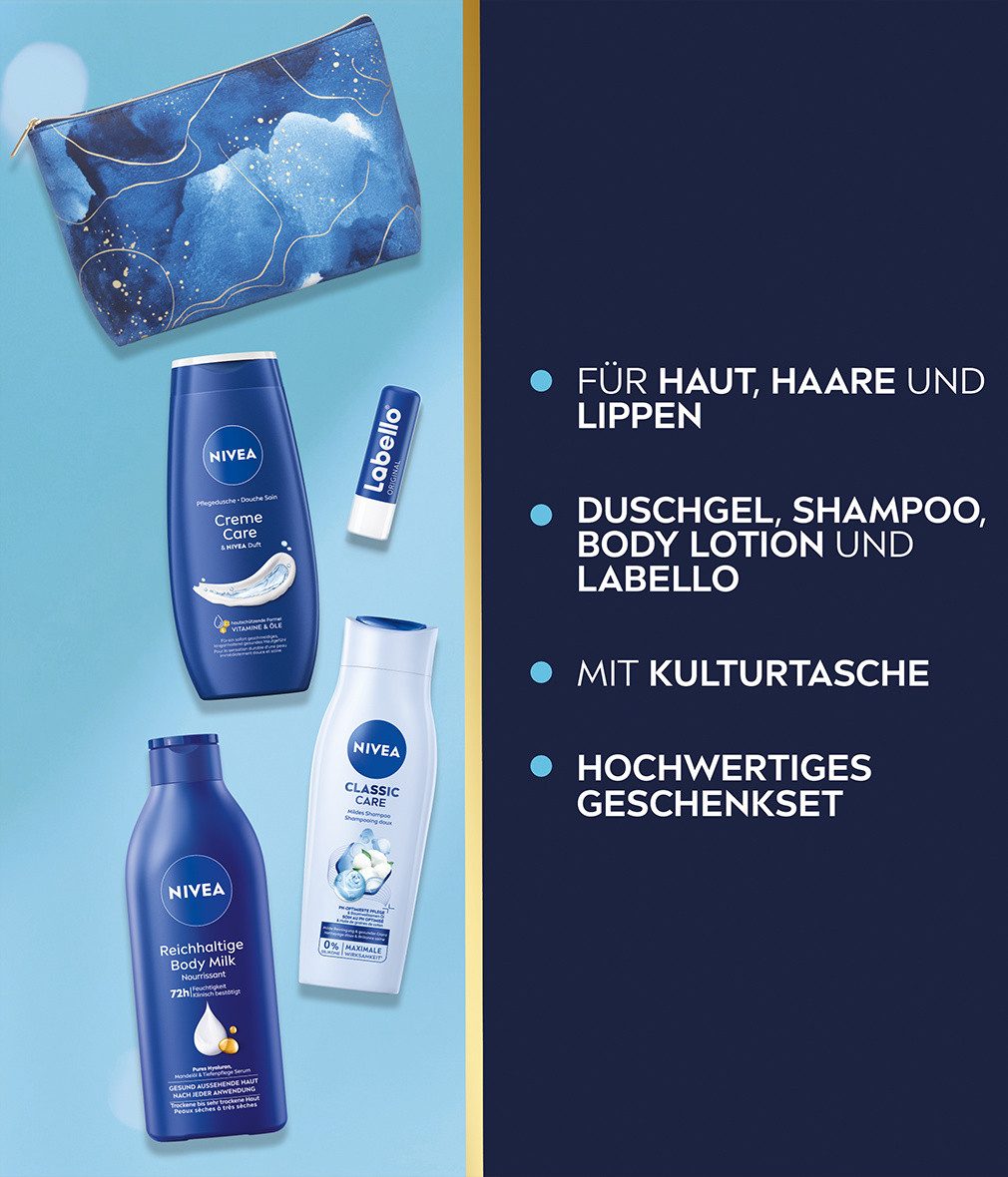 Nivea Hautpflege-Set Care Moments Geschenkset 5-teilig Kulturtasche Pflegeset Damen Labello Set, 1-tlg., Pflegeroutine als Geschenkidee – Bild 3 von 5