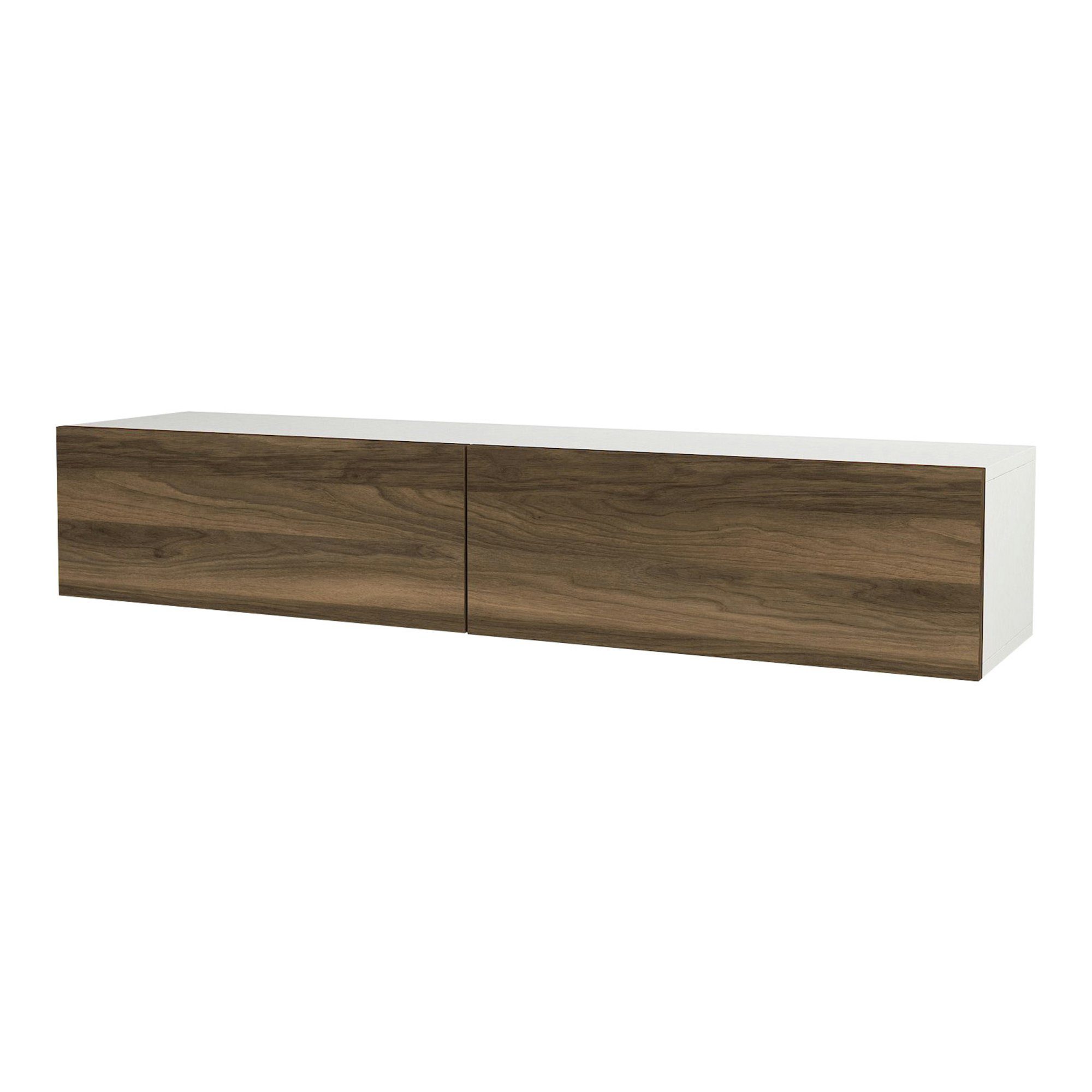 Weiß/Walnuss-Optik »Toivakka« TV-Schrank 135x31x25cm en.casa Fernsehschrank