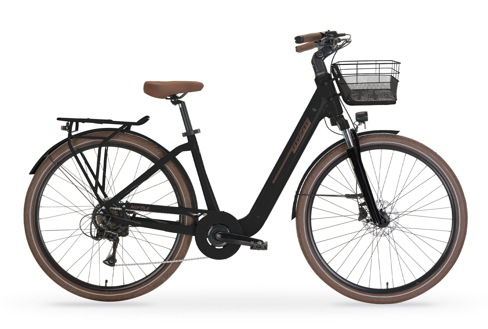 MBM E-Bike, 7 Gang 7-Gang Shimano Acera Schaltwerk, 7-Gang Shimano Acera Schaltwerk, Bürstenloser, wartungsfreierEtrotek Heckmotor 45Nm, 540 Wh, Elektro-Citybike NEFELE 26 Zoll