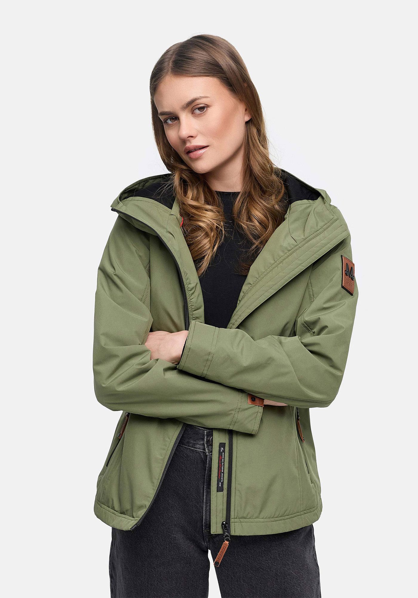 Marikoo Outdoorjacke Brombeere Sportliche Übergangsjacke mit Kapuze und schützendem Kragen – Bild 3 von 5