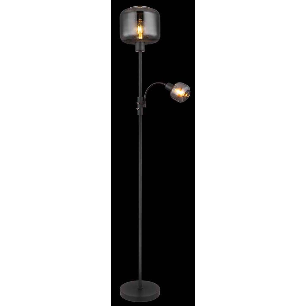 Metall Stehleuchte Stehlampe Schwarz Stehlampe, Wohnzimmerlampe Lesespot etc-shop Glas