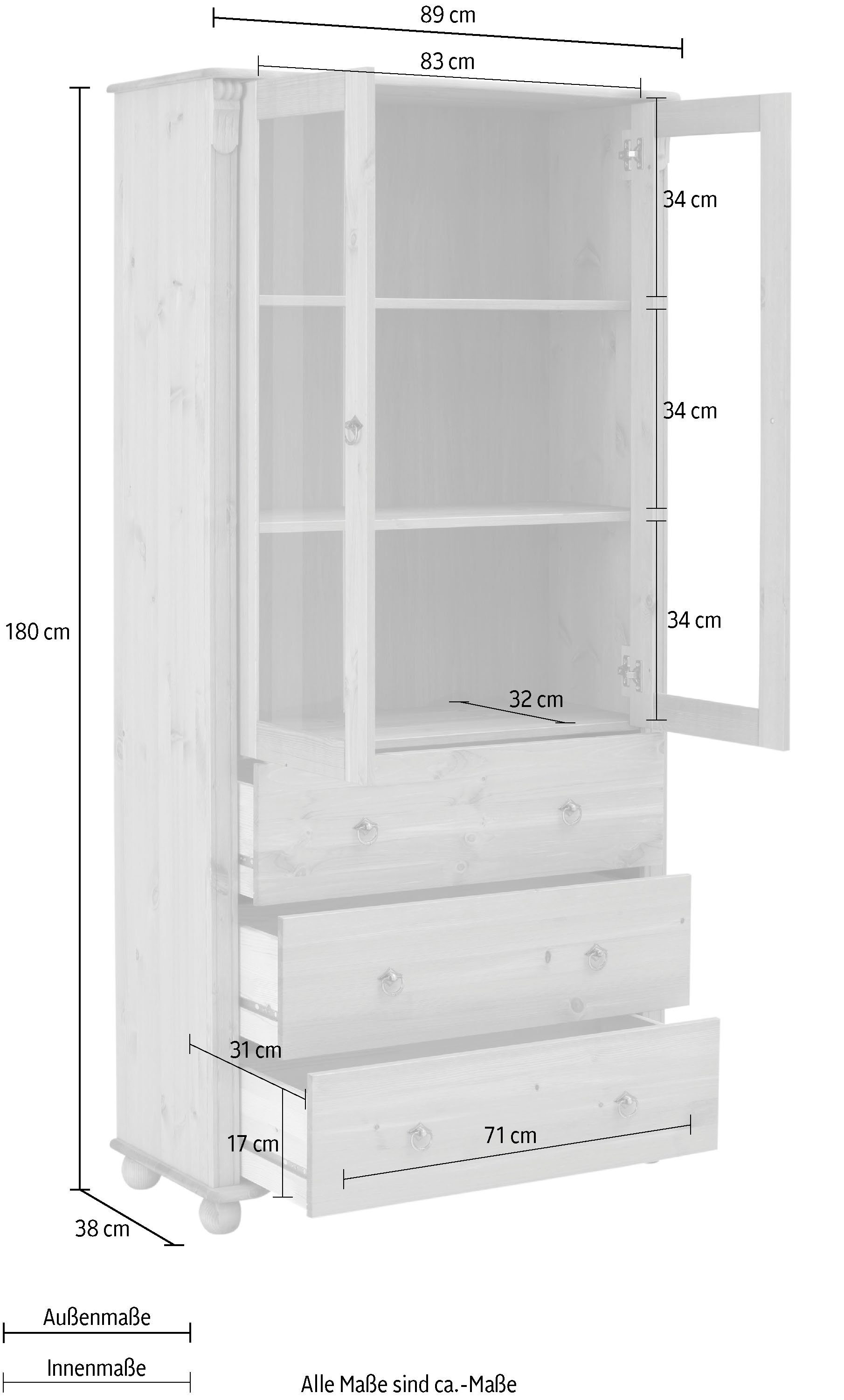 Vitrine Kiefer natur massiver Home affaire aus Ferrera