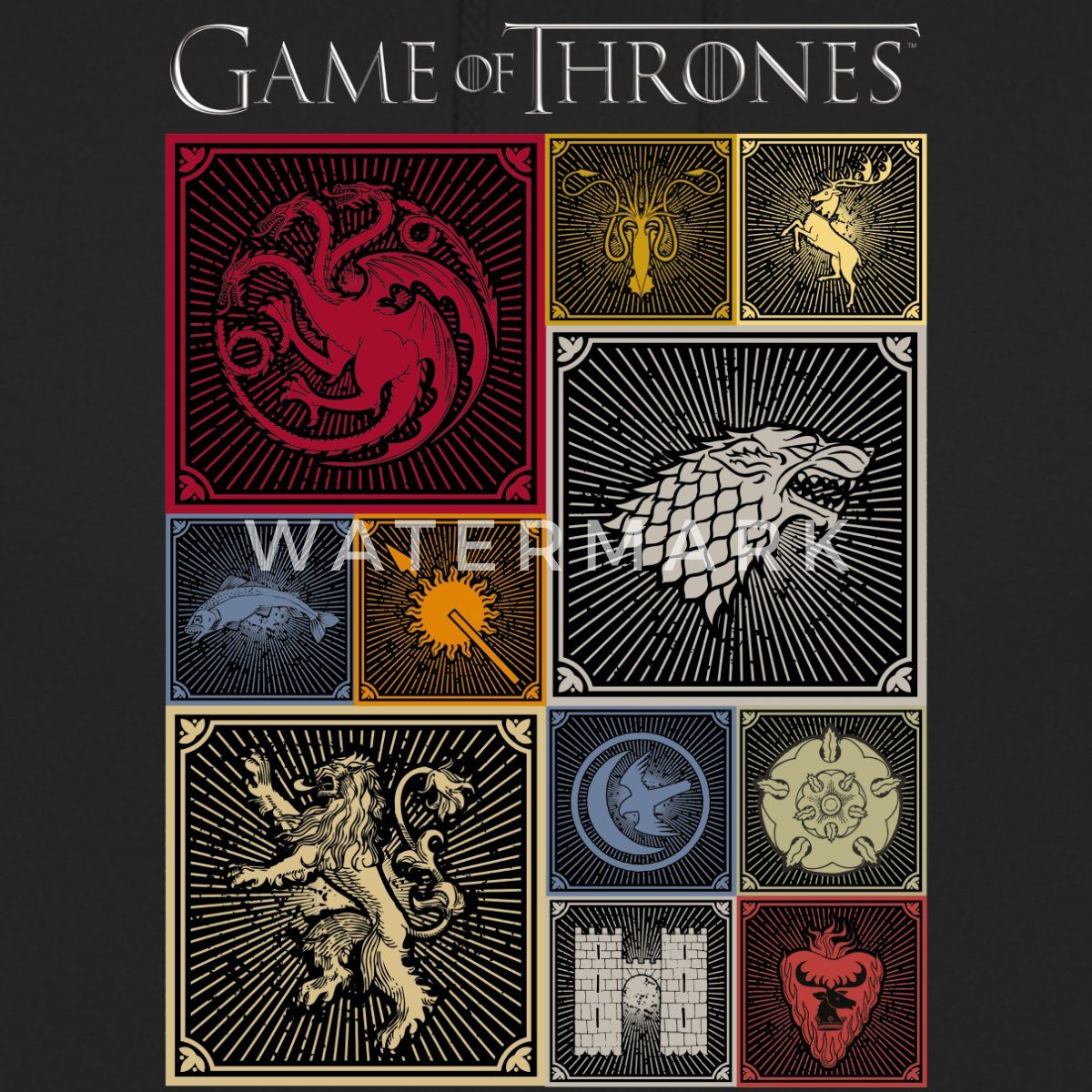 Spreadshirt Hoodie Game Of Thrones Königshäuser Kacheln Unisex Hoodie (1-tlg)