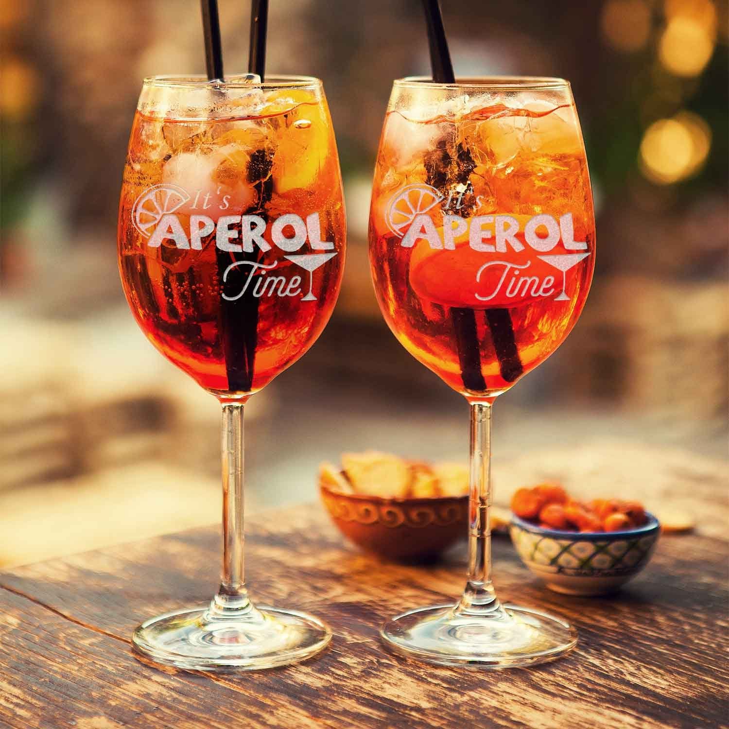 GRAVURZEILE Rotweinglas - It's Aperol Time - Aperol Spritz Glas - Aperol Geschenk, Qualitätsglas aus dem Hause Leonardo, Ausführung: 460ml - Daily