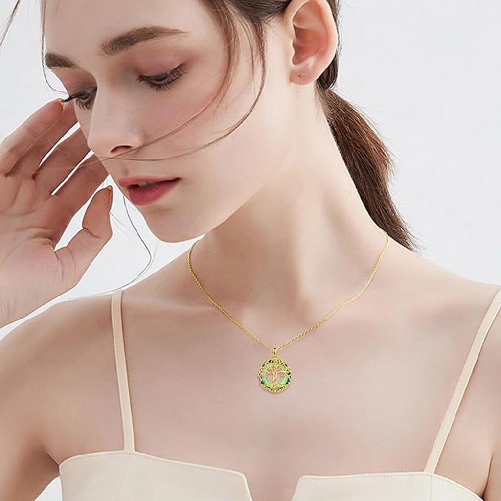 Charm-Kette Gold Lebensbaum-Anhänger-Halskette, WaKuKa Schmuckgeschenk für Frauen