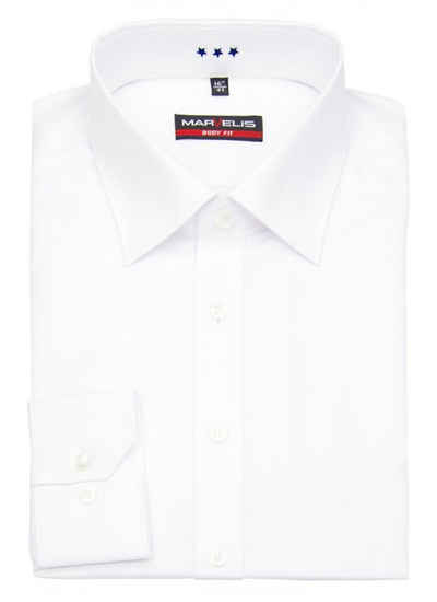 MARVELIS Businesshemd »Businesshemd - Body Fit - Langarm - Einfarbig - mit Teilungsnaht - Weiß«