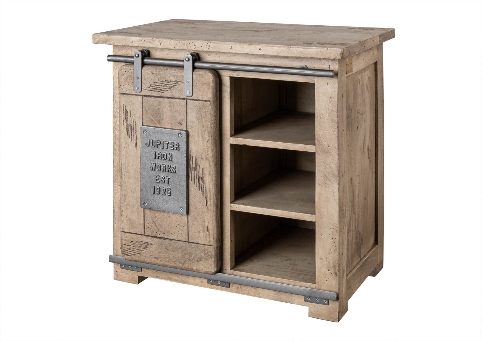 Massivmoebel24 Kommode RAILWAY (Massivholz), Kommode Mango 70x45x70 whitewash lackiert RAILWAY #324