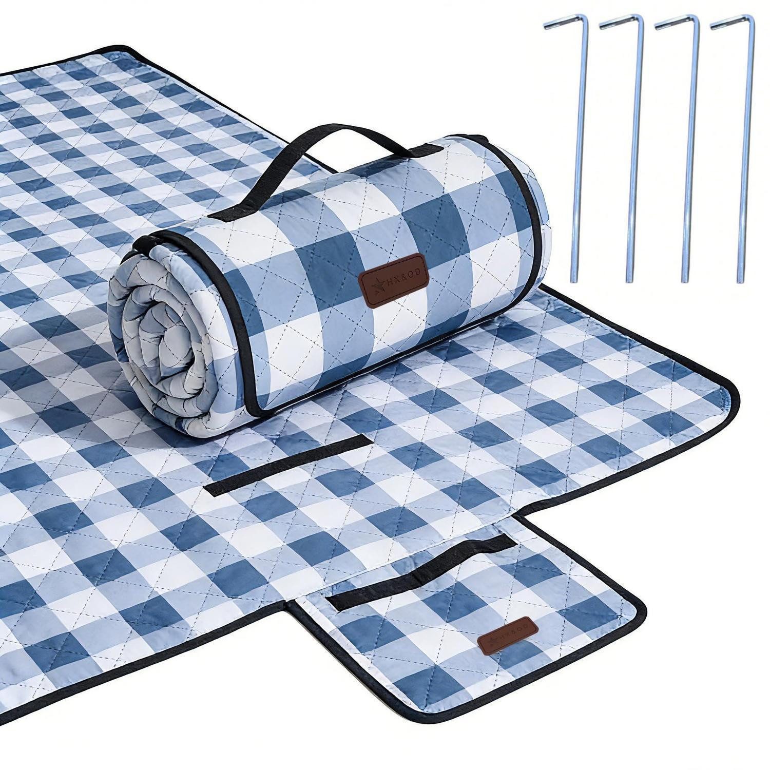 Picknickdecke Picknickdecke wasserdicht faltbar 203 x 203 cm (Quadratisch) Blau, LuxusKollektion