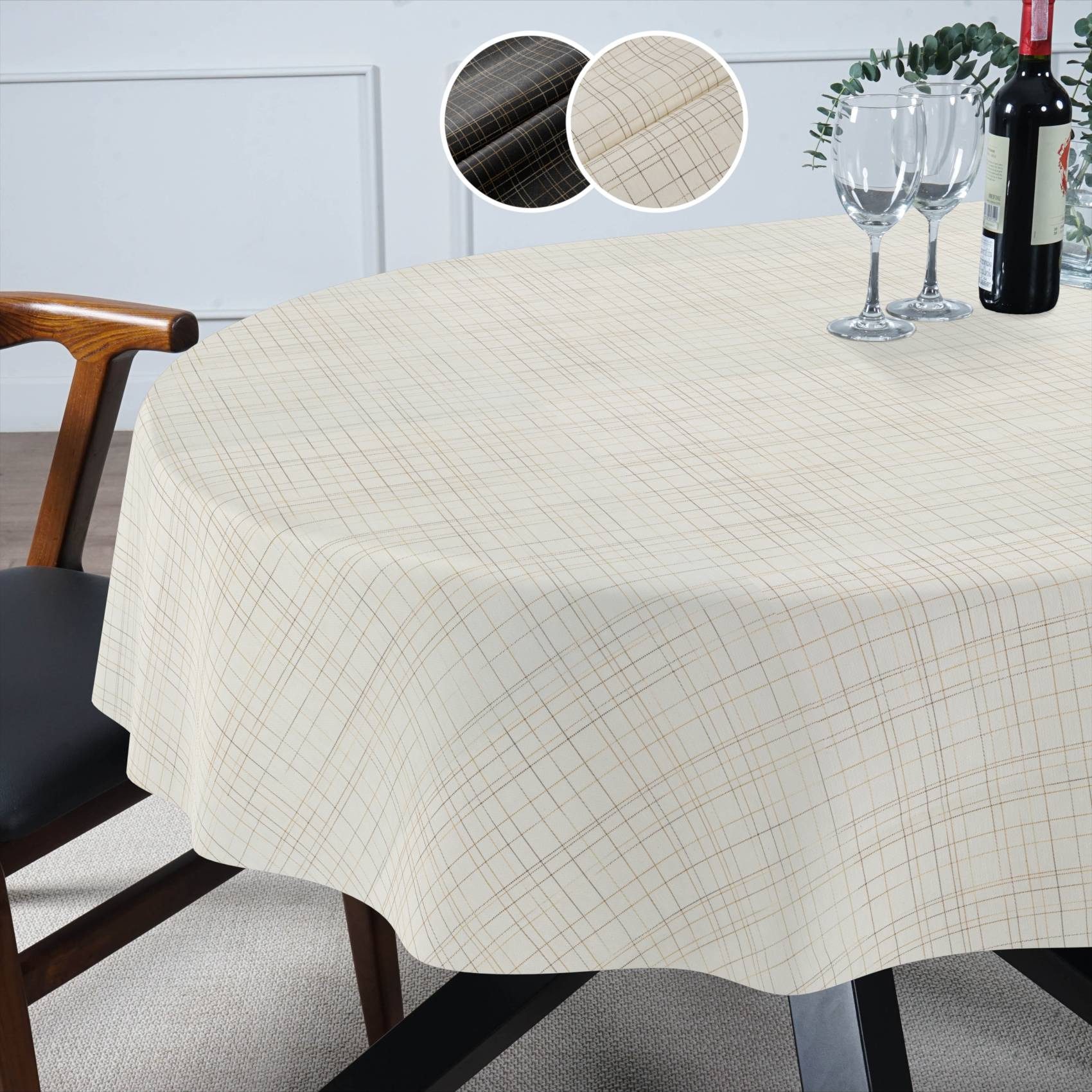 ANRO Tischdecke mit feiner Veredelung und Beschichtung Tischwäsche Stoff-Tischdecke (Einzelstück 1-tlg), Premium TEFLON und 2-Fache Acryl Beschichtung