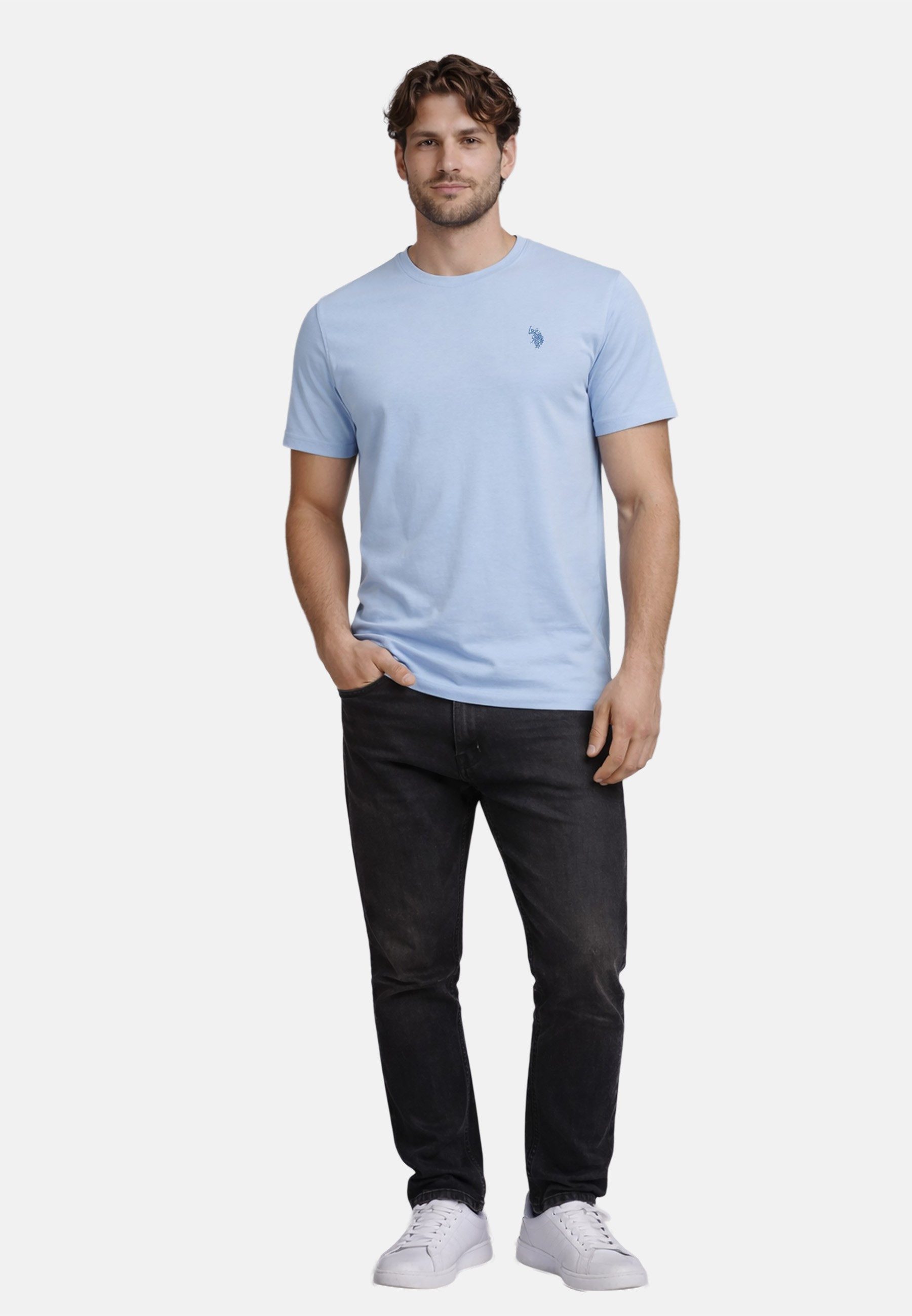 U.S. Polo Assn. T-Shirt USCaaleb – Herren Basic mit Rundhalsausschnitt 100 % Baumwolle mit weicher Haptik und leichtem Tragegefühl