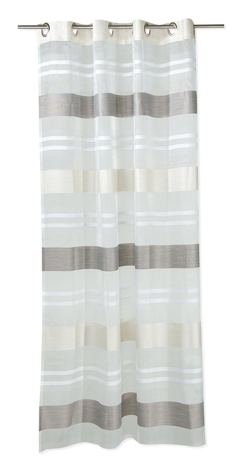 Vorhang KIRA, 135 x 245 cm, Braun, Schlammfarben, Weiß, Ösen, halbtranspare günstig online kaufen