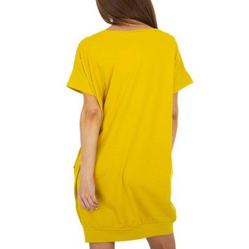Ital-Design Sommerkleid Damen Freizeit Print Stretch Sommerkleid in Gelb
