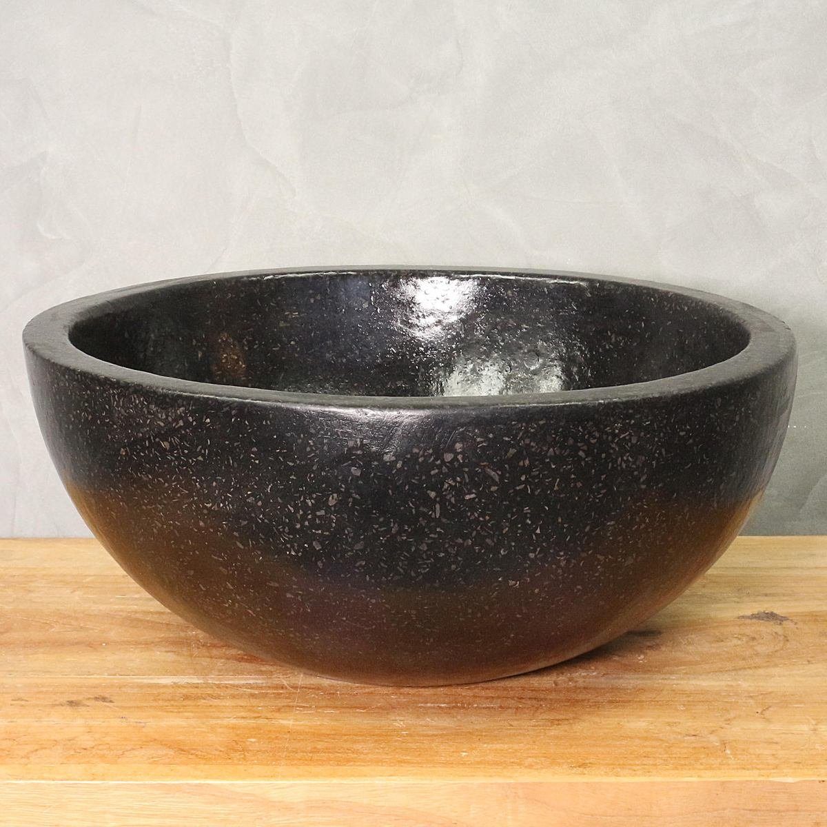 Oriental Galerie Waschbecken Terrazzo Waschbecken 40 cm Schwarz (1-St)