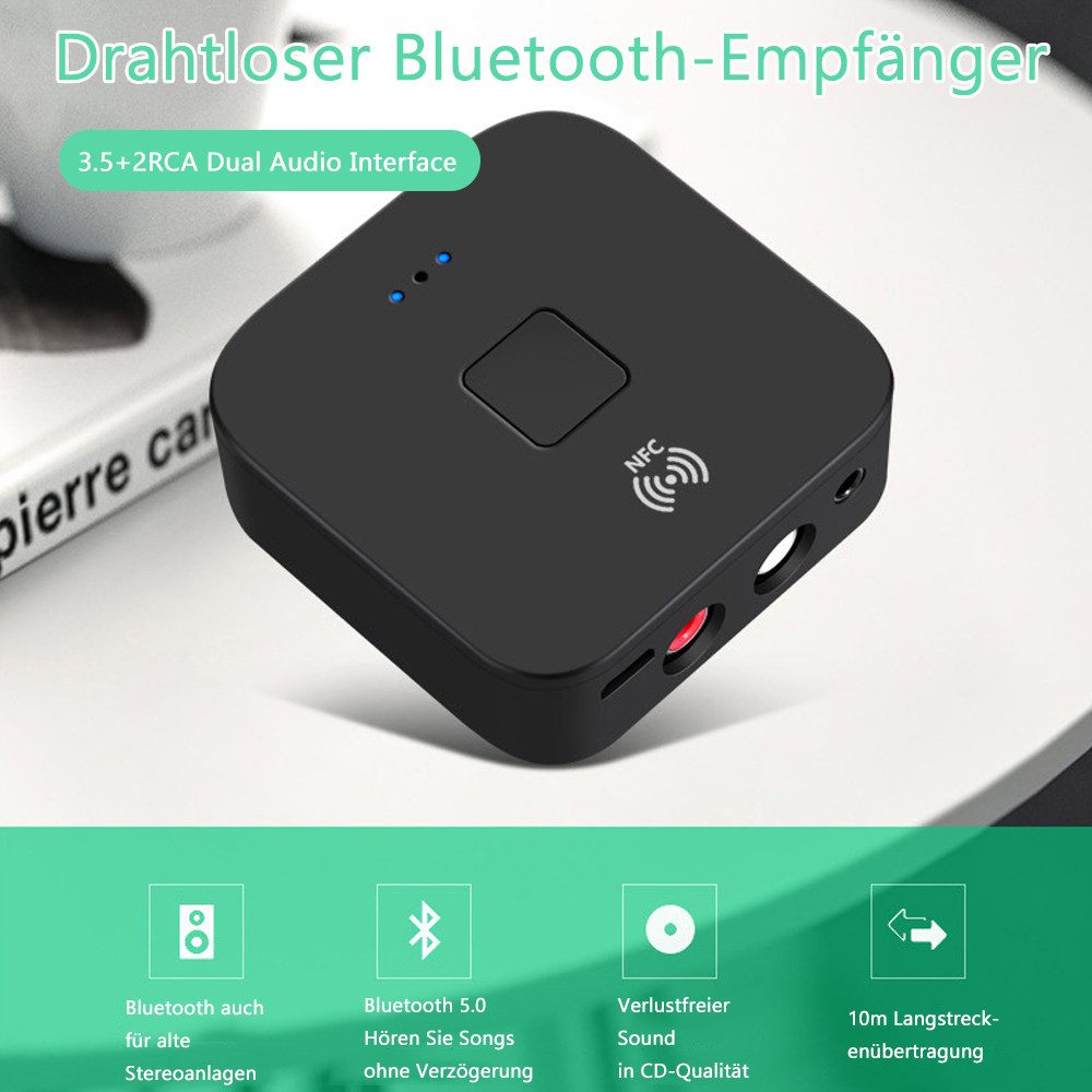 TUWENA NFC Bluetooth 5.0 Audio Empfänger,HiFi Wireless Audio Adapter Receiver Bluetooth-Adapter