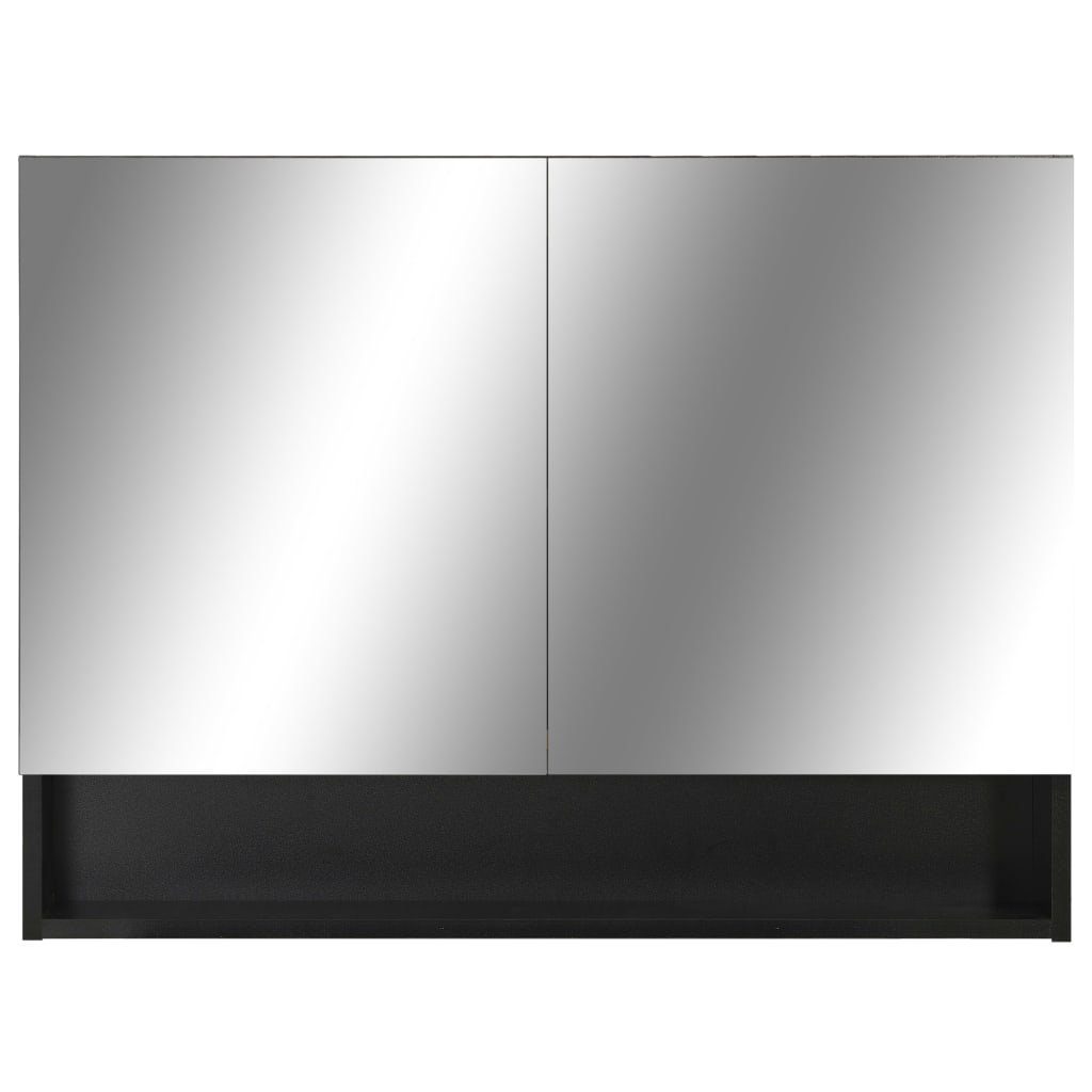 vidaXL Badezimmerspiegelschrank LED-Spiegelschrank fürs Bad cm 80x15x60 Schwarz MDF (1-St)
