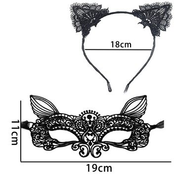 Lubgitsr Verkleidungsmaske 2Pcs Haarreif für Katzenohren, Catwoman, Spitze, sexy Maske, Spitze