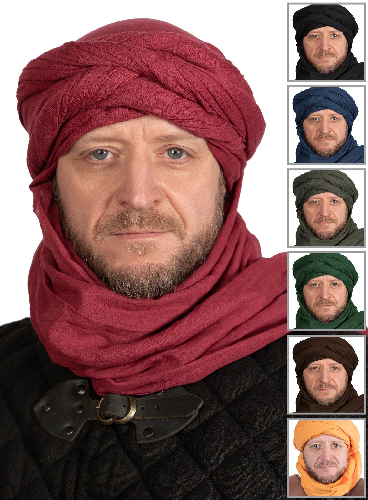 Metamorph Piraten-Kostüm Turbantuch 4x1m - LARP Gewandung Mittelalter Wüste, Leichter, weicher Baumwollstoff, bestens geeignet für stilechte Turba