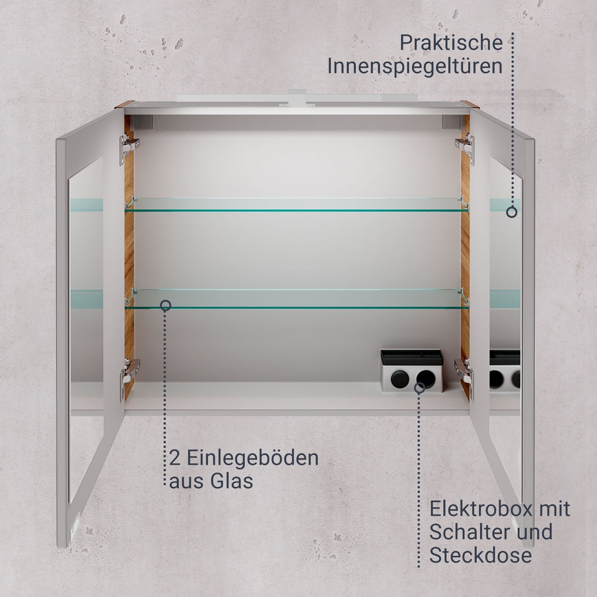 FACKELMANN Spiegelschrank B.Brillant Spiegelschrank – viel Stauraum & LED-Beleuchtung