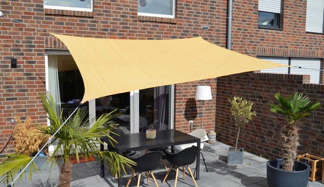 Floracord Vierecksonnensegel Weizen 250 cm x 300 cm Wind- u. Wasserdurchlässig