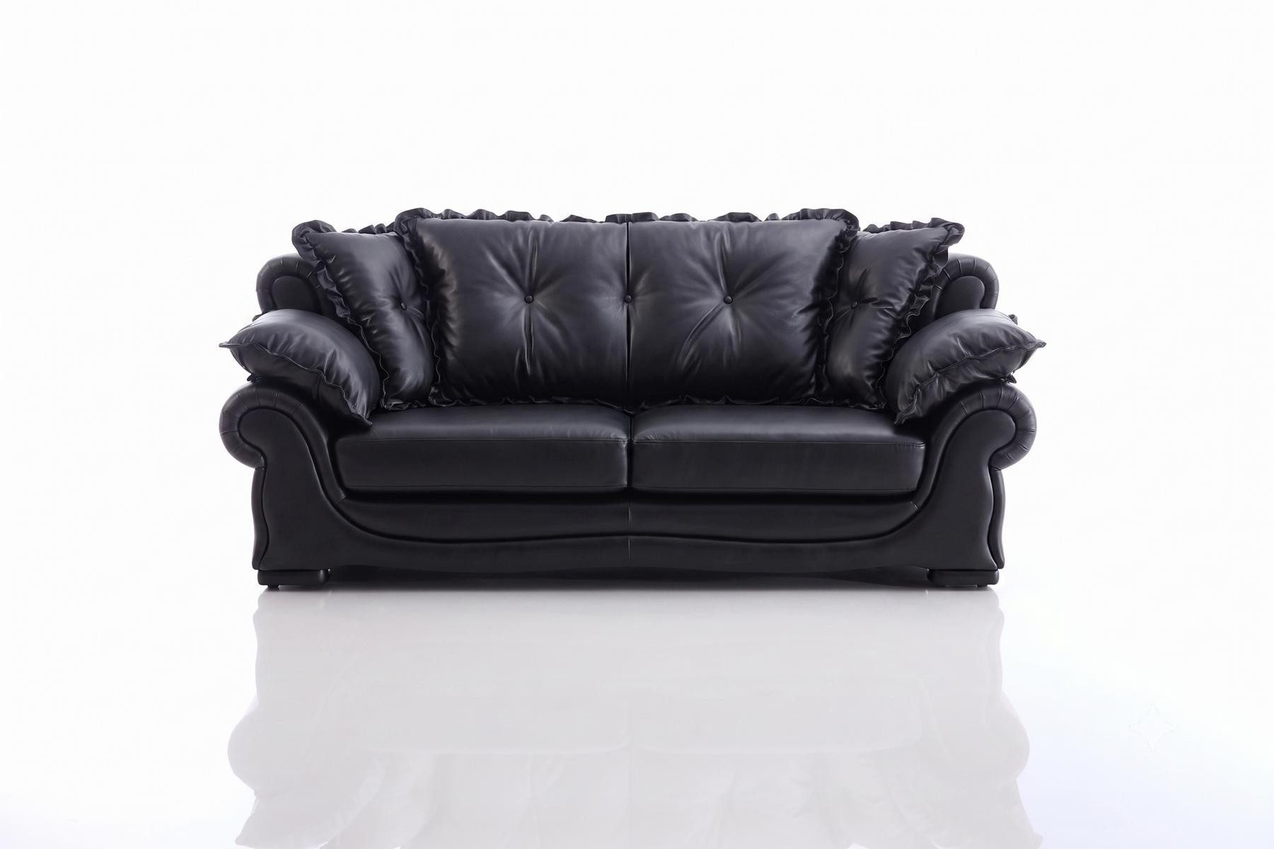 Salottini Polstergarnitur Luxus Sofagarnitur Nico Leder 3/2/1 Farbe Polstergarnitur schwarz, (3-tlg)