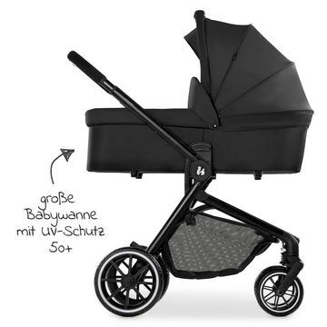 Hauck Kombi-Kinderwagen Move so Simply Set - Black, 2in1 Kinderwagen Buggy inkl. Babywanne & Sportsitz mit Liegefunktion