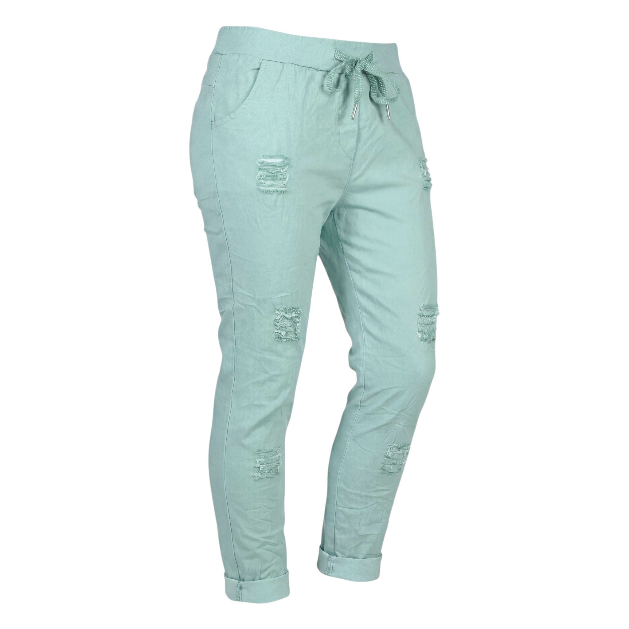 OriginalYou Chinohose Sommerliche Damenhose mit Kordelzug Chino Hose im Used Look moderner Knitterlook, Vintage, Gummibund mit Kordelzug