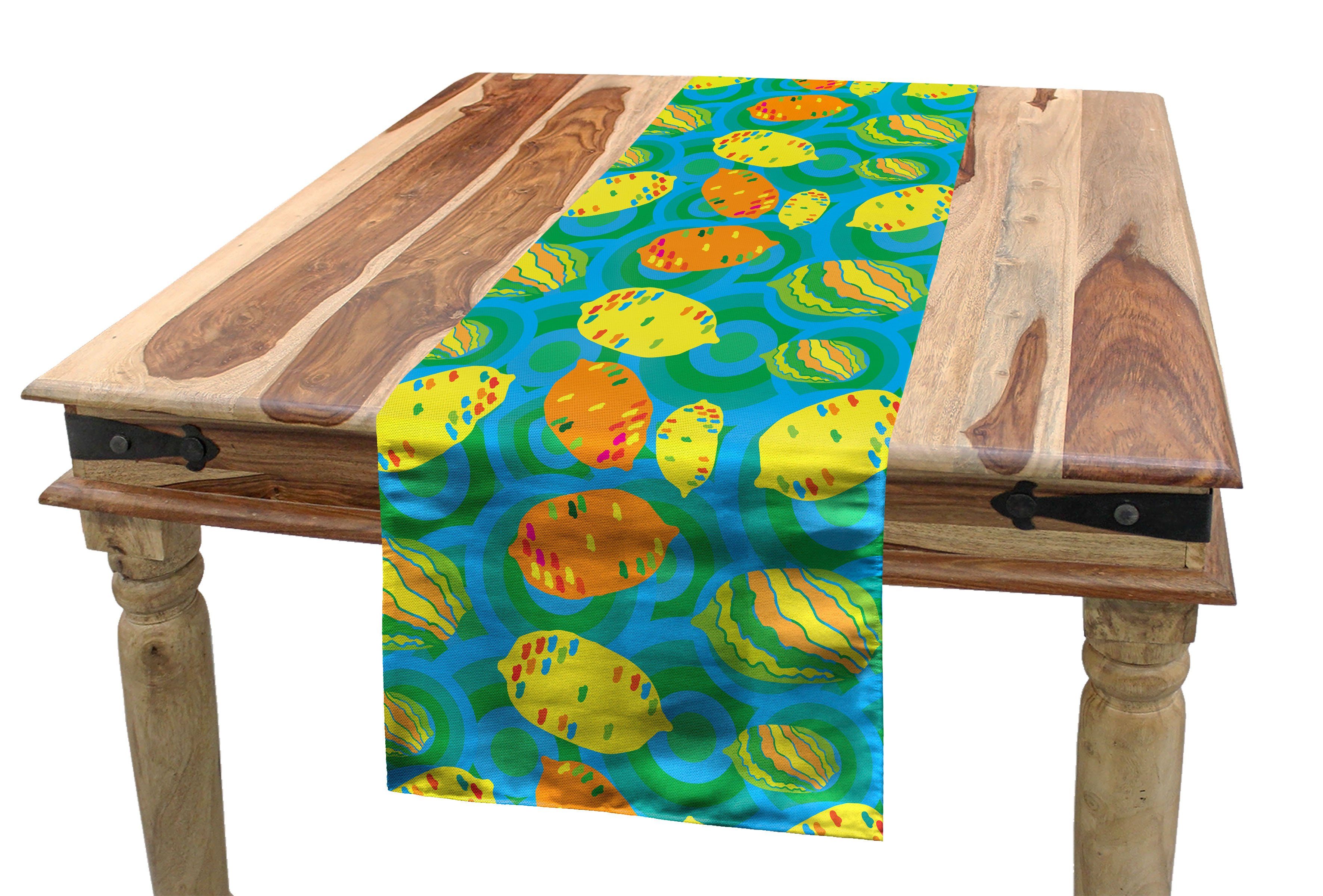 Abakuhaus Tischläufer Esszimmer Küche Rechteckiger Dekorativer Tischläufer, Zitronen Funky Farbe Citrus Cartoon