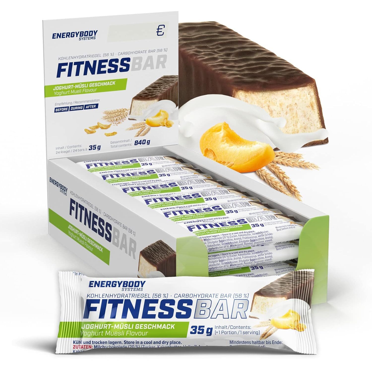 Energybody Systems Fitness Bar Riegel, 24 er, 35 g, mit Protein, Kohlenhydrate und Vitamine