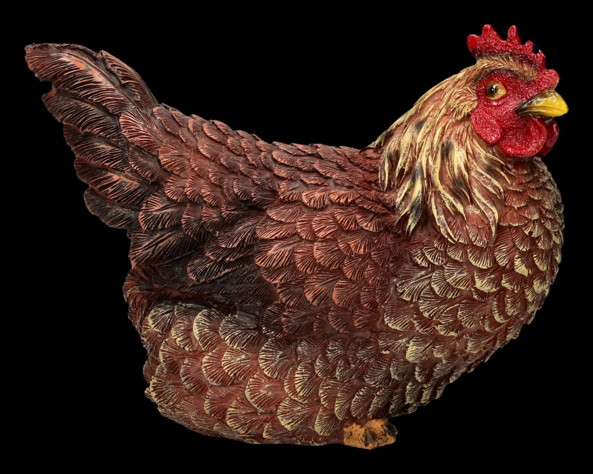 Figuren Shop GmbH Tierfigur Huhn Dekofigur – Hühnerfigur braun realistisch Landhausdeko 23 cm Deko
