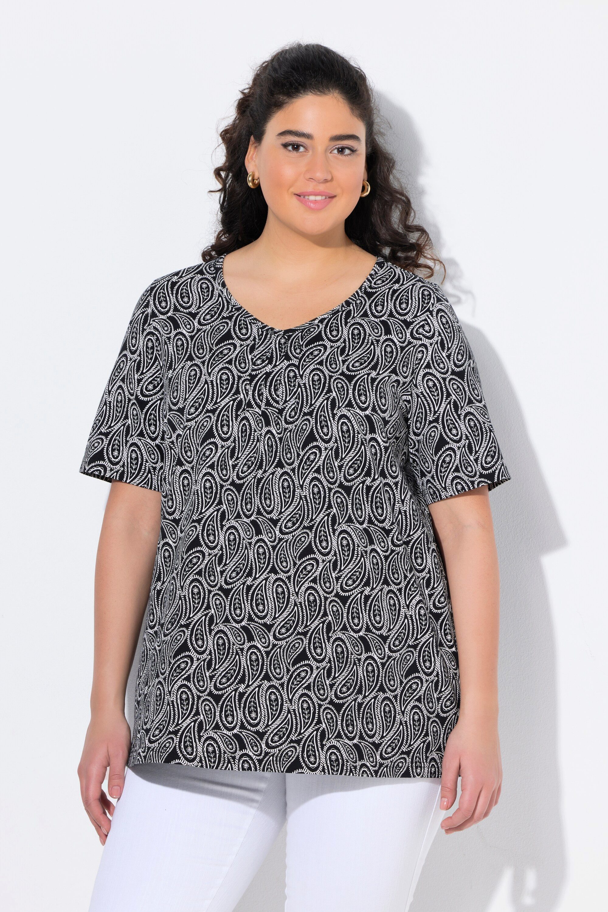 Ulla Popken T-Shirt T-Shirt Zierfalten A-Linie günstig online kaufen