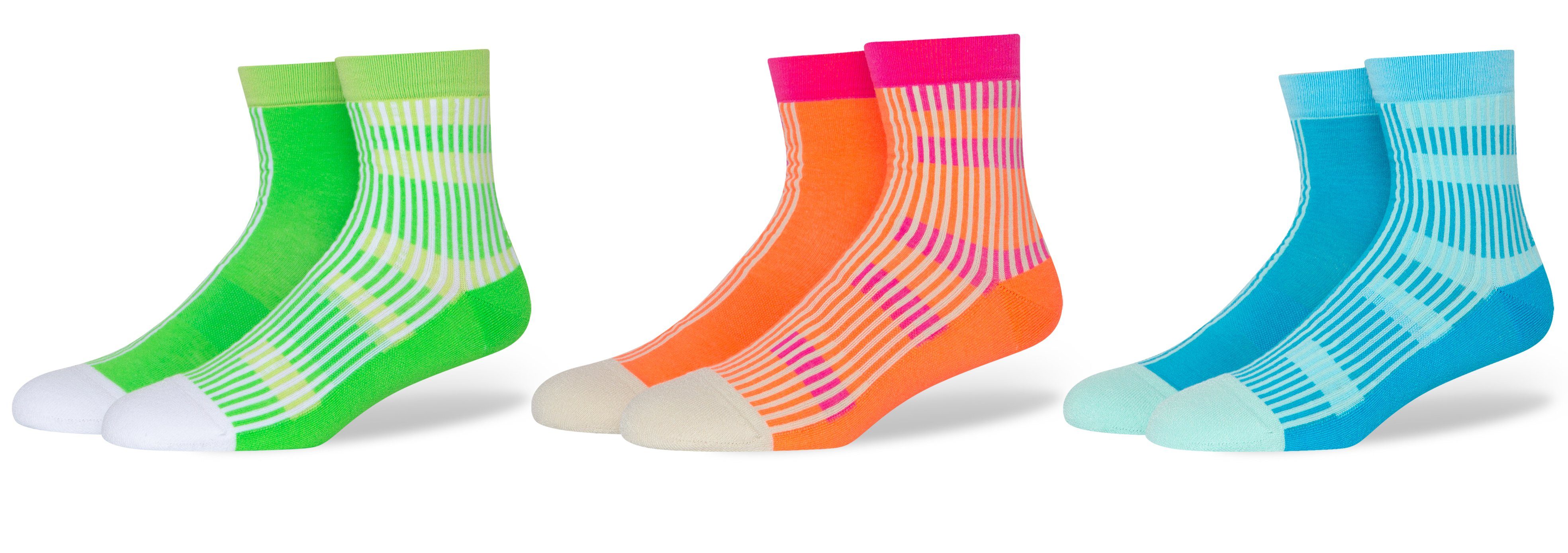 in Farbkombis Crocs (3-Paar) Stripe Crocs Split Socks Ankle Freizeitsocken modischen