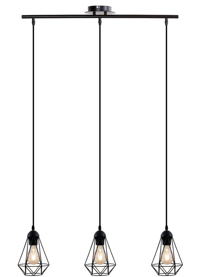 B.K.Licht LED Pendelleuchte, LED Hängelampe schwarz Metall Draht Vintage Retroleuchte Industriell E27-HomeTrends