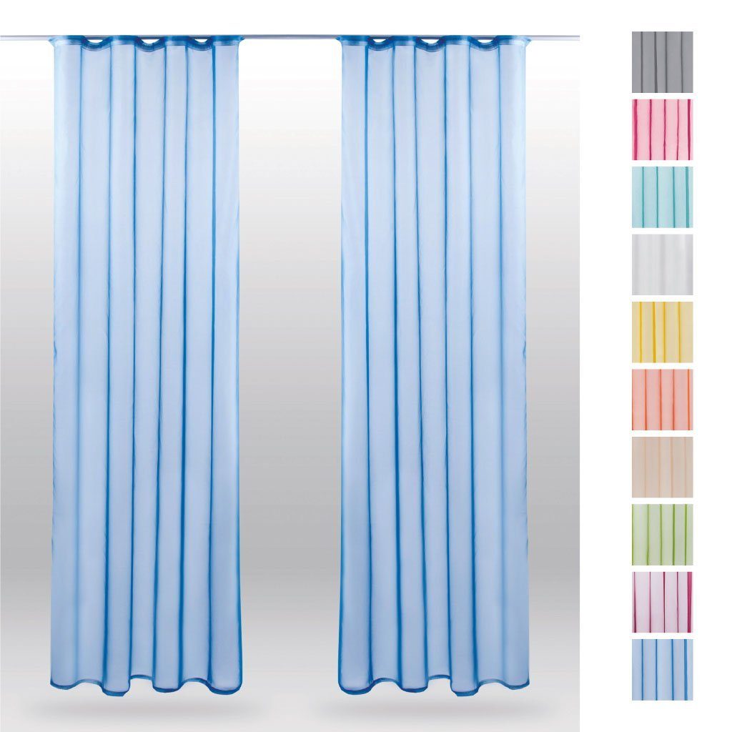Universalband) Blau (2 St), Gardinenset "Transparent" (2 transparent, Voile, Vorhang, mit Dekoschals Bestlivings, Kräuselband