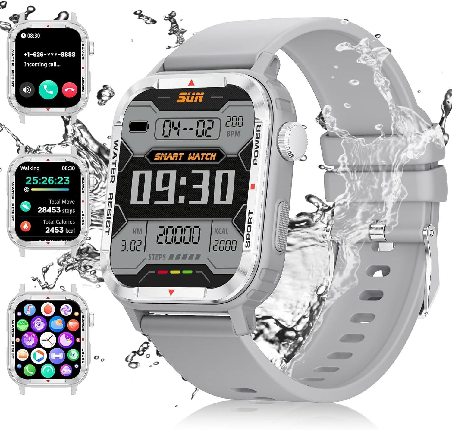 Lige 2024 Neuer Fur Herren Damen mit Telefonfunktion HD-Farbdisplay Smartwatch (1.85 Zoll, Android / iOS), mit Bluetooth Sprachanruf Pulsuhr, Schrittzähler, Schlafüberwachung