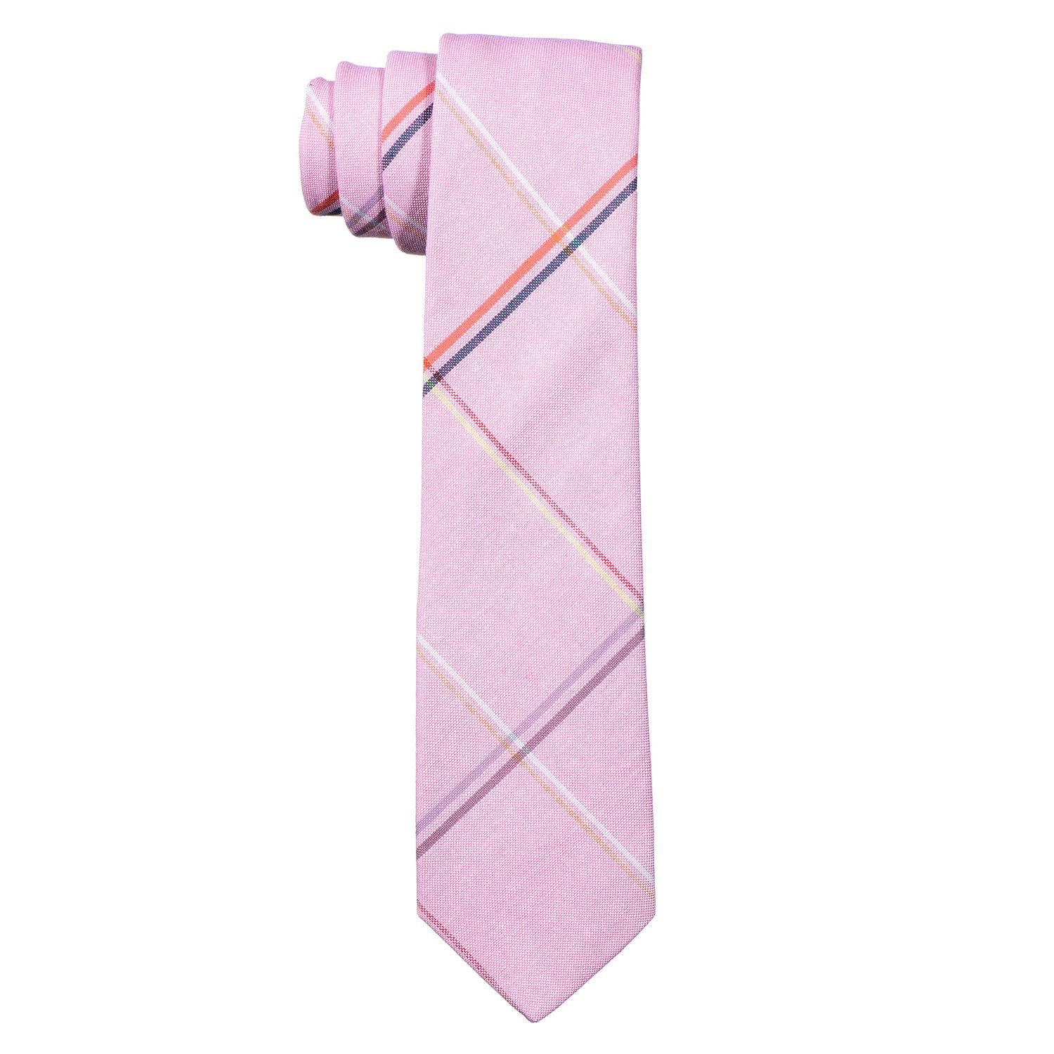 (Packung, Krawatte cm rosa Krawatte) 6 festliche gestreift DonDon gestreift, Krawatte kariert für 1-St., Veranstaltungen oder oder Baumwolle, Herren 1x Büro