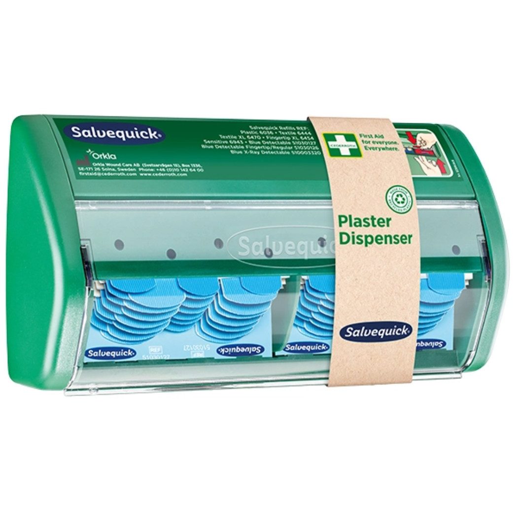 DocMed Pflasterspender Salvequick Pflasterspender Blue Detectable, (Erste Hilfe Pflasterspende, 1-tlg), Kompakter, handlicher Spender