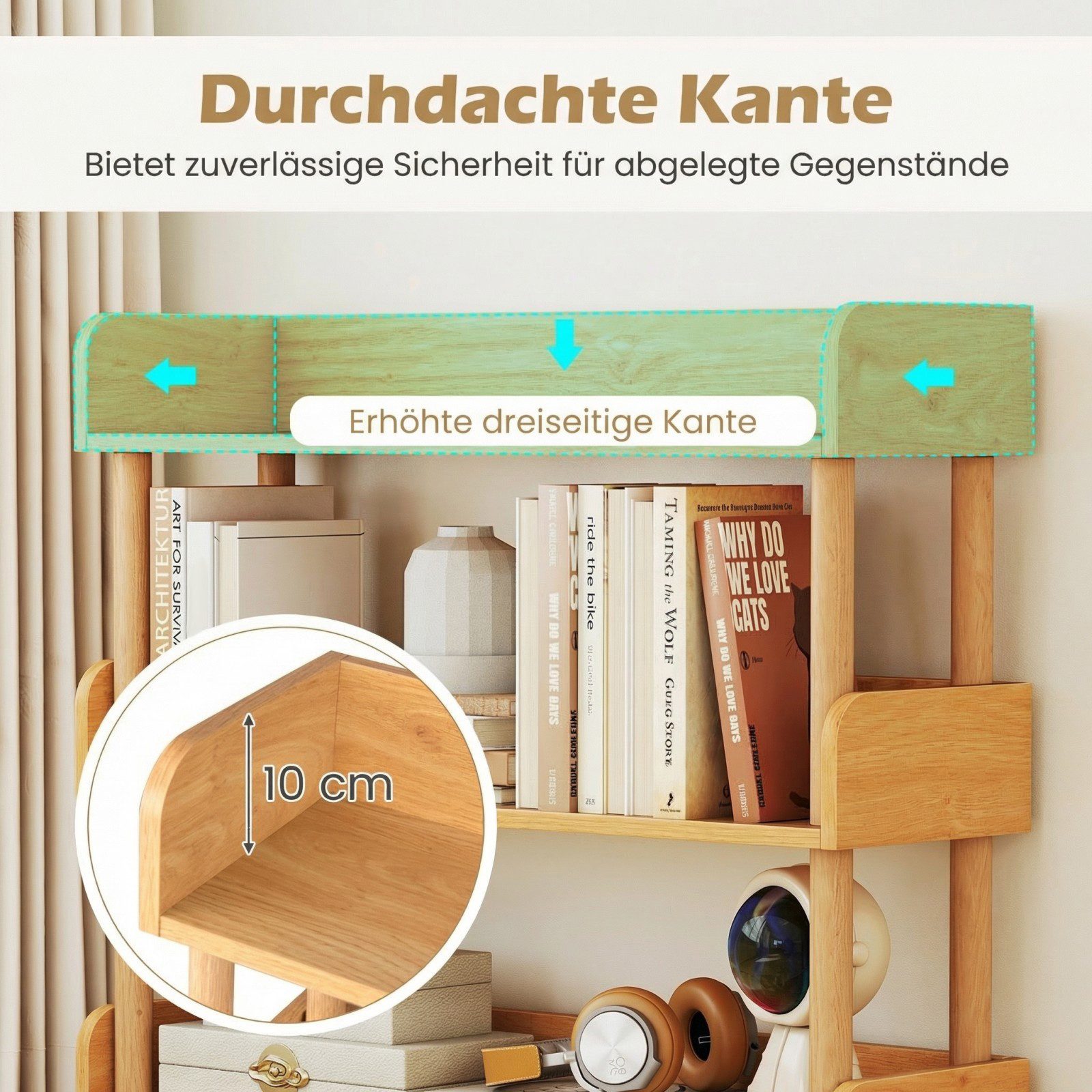 COSTWAY Bücherregal, Holz Standregal, Eckregal mit 5 offene Ebene