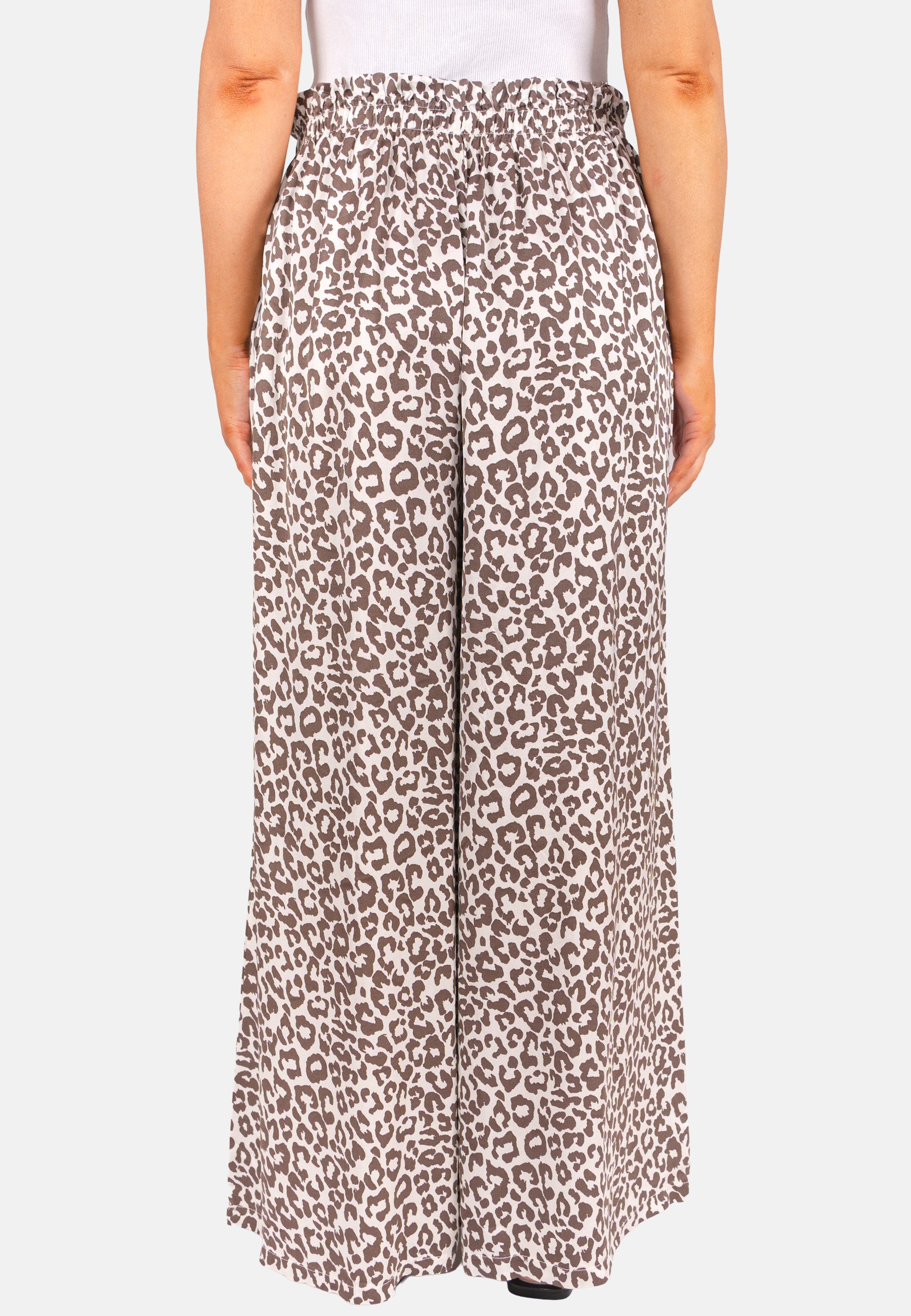 Seasons of April Palazzohose PENELOPE (1-tlg) Leo Hose Damen, Weit, aus Satin, Animal Print, Palazzo Penelope